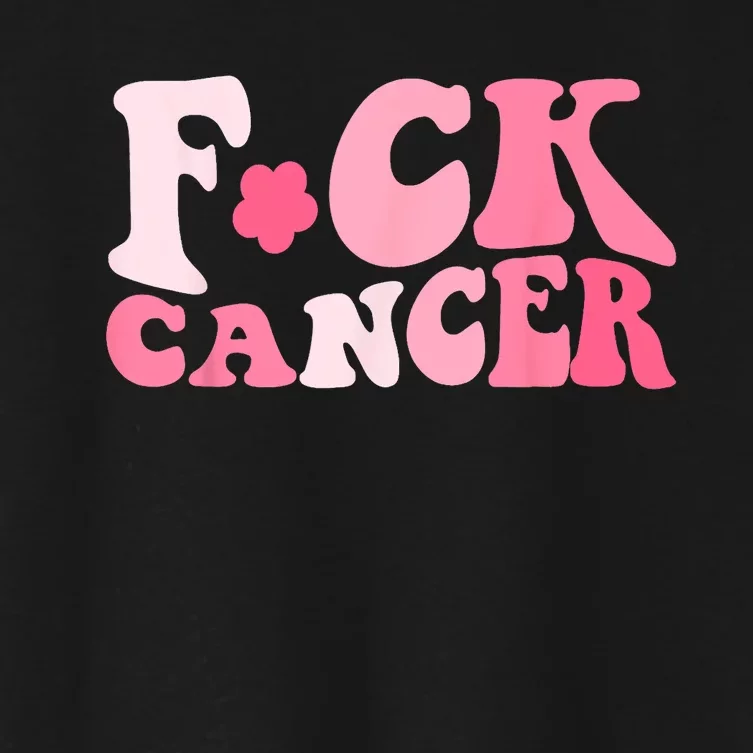 Groovy Fuck Cancer All Breast Cancer Awareness Women's Crop Top Tee