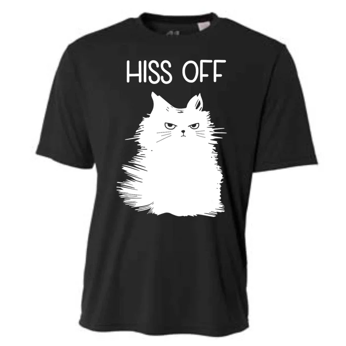 Gifts For Cat Lovers Women Men Funny Meow Cat Hiss Off Cooling Performance Crew T-Shirt