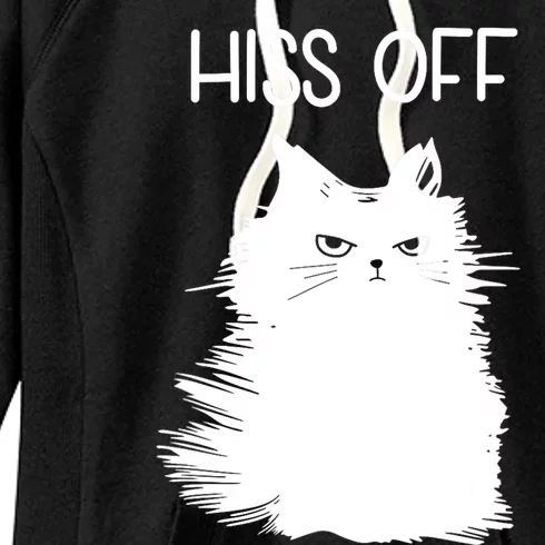 Gifts For Cat Lovers Women Men Funny Meow Cat Hiss Off Women's Fleece Hoodie