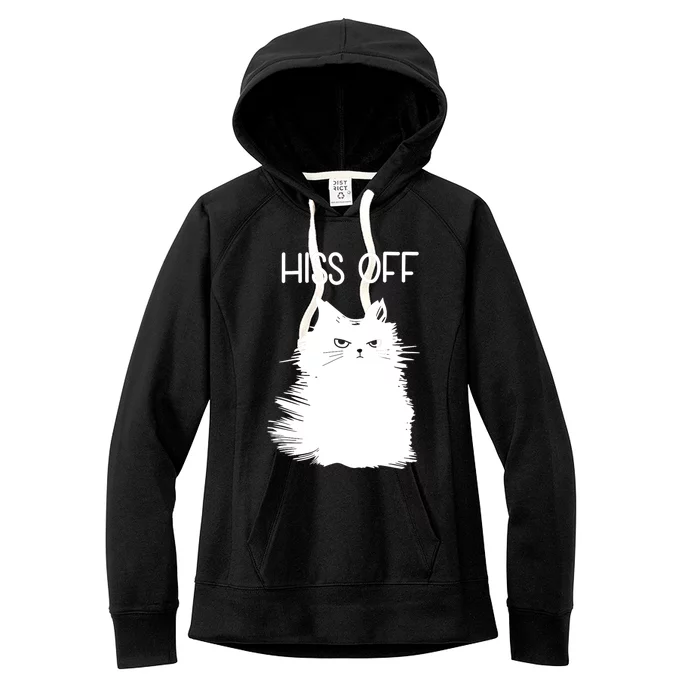 Gifts For Cat Lovers Women Men Funny Meow Cat Hiss Off Women's Fleece Hoodie