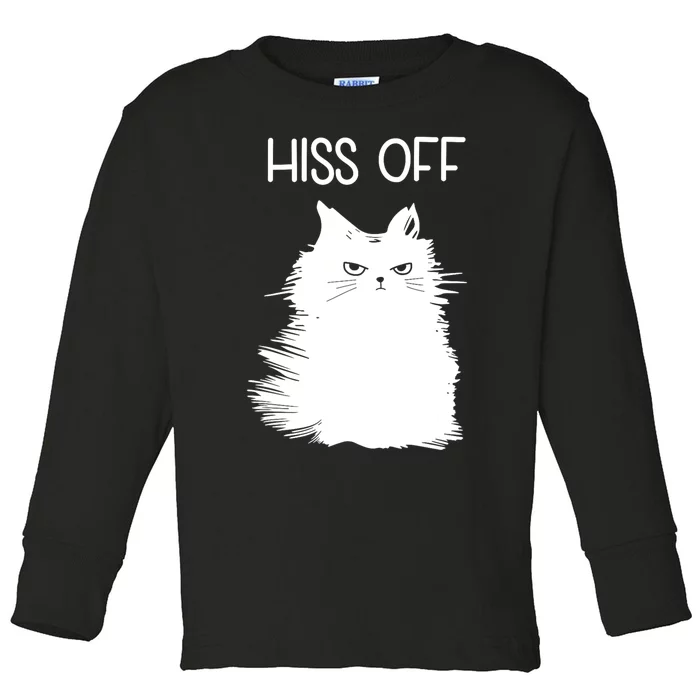 Gifts For Cat Lovers Women Men Funny Meow Cat Hiss Off Toddler Long Sleeve Shirt