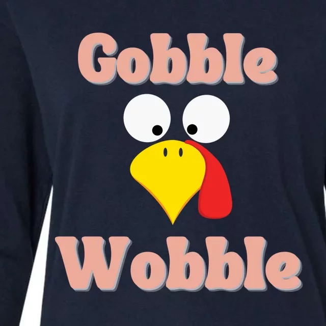 Gobble Funny Cute Turkey Face Cute Turkey Family Thanksgiving Thanksgivings Womens Cotton Relaxed Long Sleeve T-Shirt