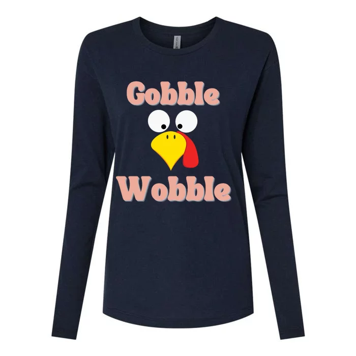 Gobble Funny Cute Turkey Face Cute Turkey Family Thanksgiving Thanksgivings Womens Cotton Relaxed Long Sleeve T-Shirt