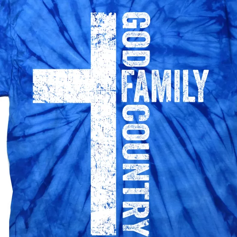 God Family Country Gift Patriotic Freedom Christian Faith Cross Gift Tie-Dye T-Shirt