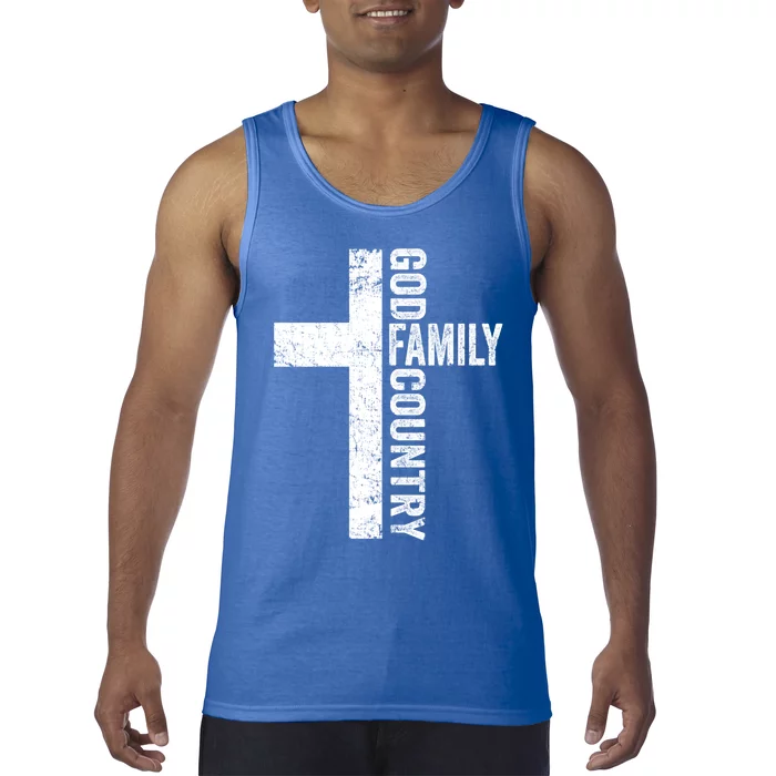 God Family Country Gift Patriotic Freedom Christian Faith Cross Gift Tank Top