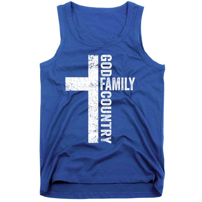 God Family Country Gift Patriotic Freedom Christian Faith Cross Gift Tank Top