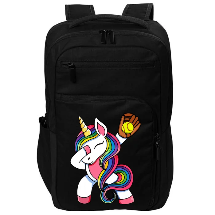 Girl Funny Dabbing Softball Unicorn Apparel Dab Impact Tech Backpack