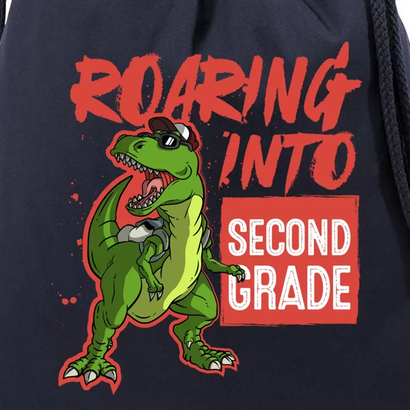 Gift For Dinosaur Roaring Into Second Grade Great Gift Drawstring Bag