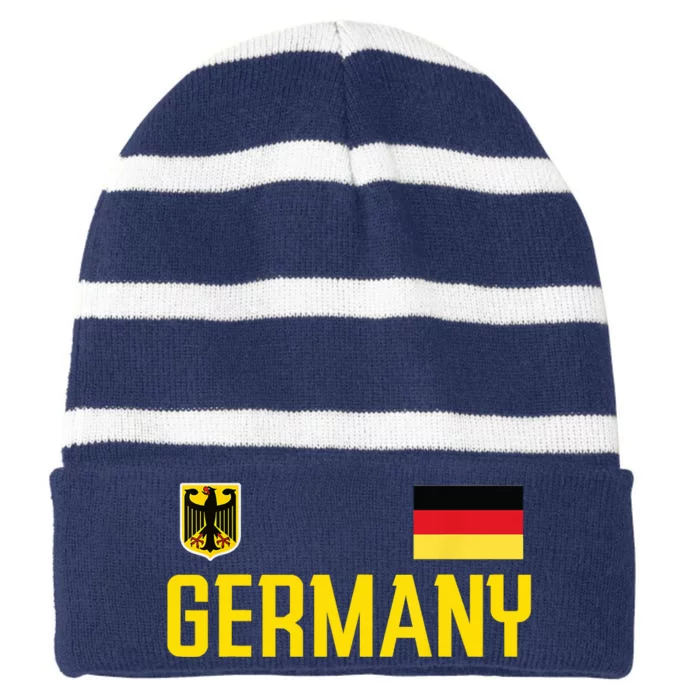 Germany Flag Deutschland Football Soccer Fan Striped Beanie with Solid Band