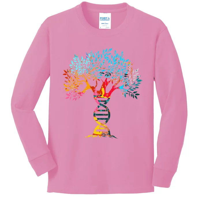 Genealogist Family DNA Lineage Researcher Genealogy Tree Kids Long Sleeve Shirt