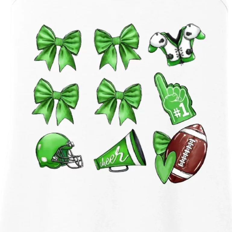 Green Football Design Touchdown Season Coquette Football Ladies Essential Tank