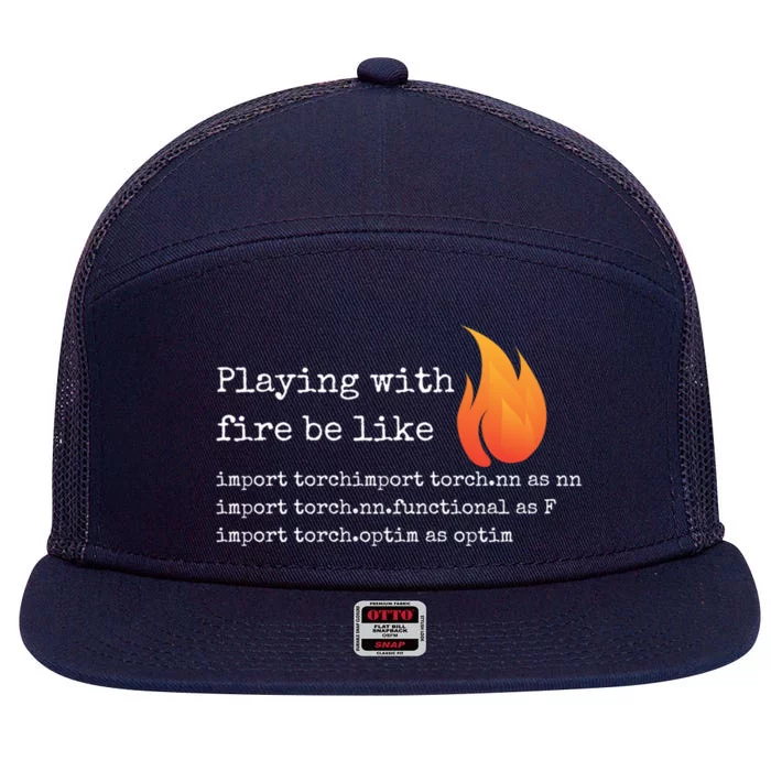 Gift For Deep Learning With Pytorch And Python Programmers Funny Gift 7 Panel Mesh Trucker Snapback Hat