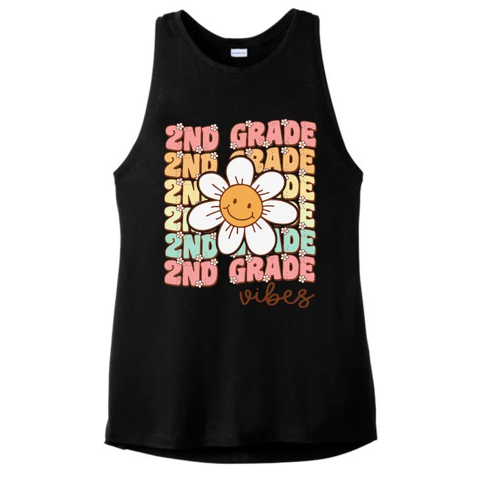 Groovy First Day Of School 2nd Grade Vibes Back To School Ladies Tri-Blend Wicking Tank