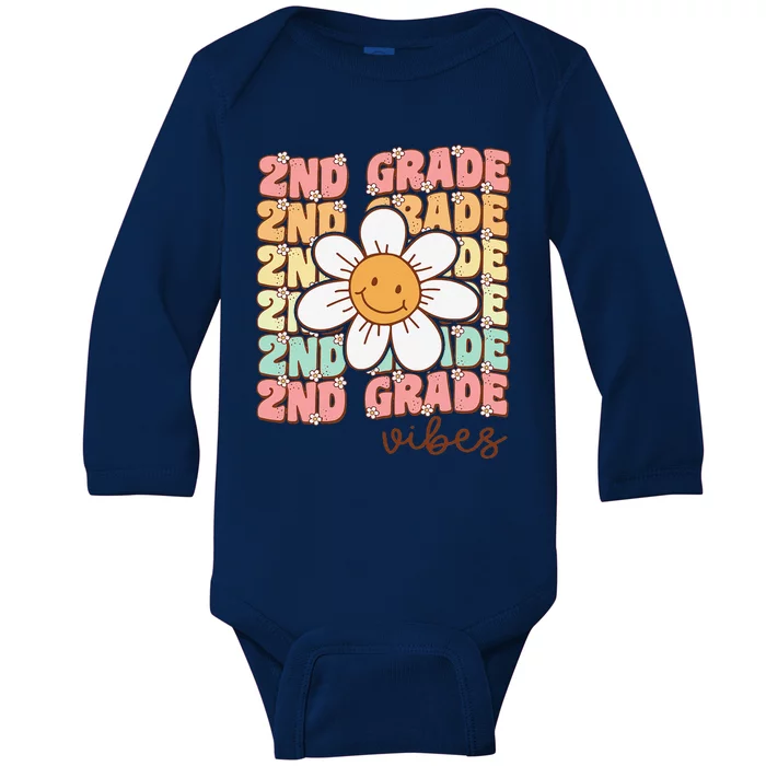 Groovy First Day Of School 2nd Grade Vibes Back To School Baby Long Sleeve Bodysuit