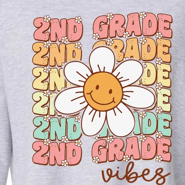 Groovy First Day Of School 2nd Grade Vibes Back To School Cropped Pullover Crew