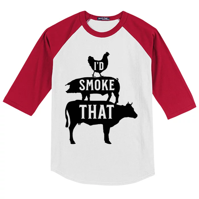 Grilling Funny Dad ID Smoke That Smoker Grill Master Bbq Kids Colorblock Raglan Jersey