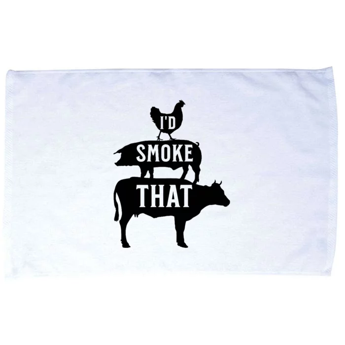 Grilling Funny Dad ID Smoke That Smoker Grill Master Bbq Microfiber Hand Towel