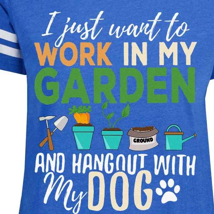 Gardening Funny Dog Lover Gardener Garden Pet Gift Plants Enza Ladies Jersey Football T-Shirt