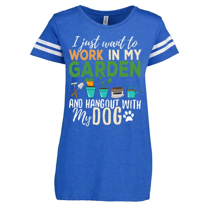 Gardening Funny Dog Lover Gardener Garden Pet Gift Plants Enza Ladies Jersey Football T-Shirt