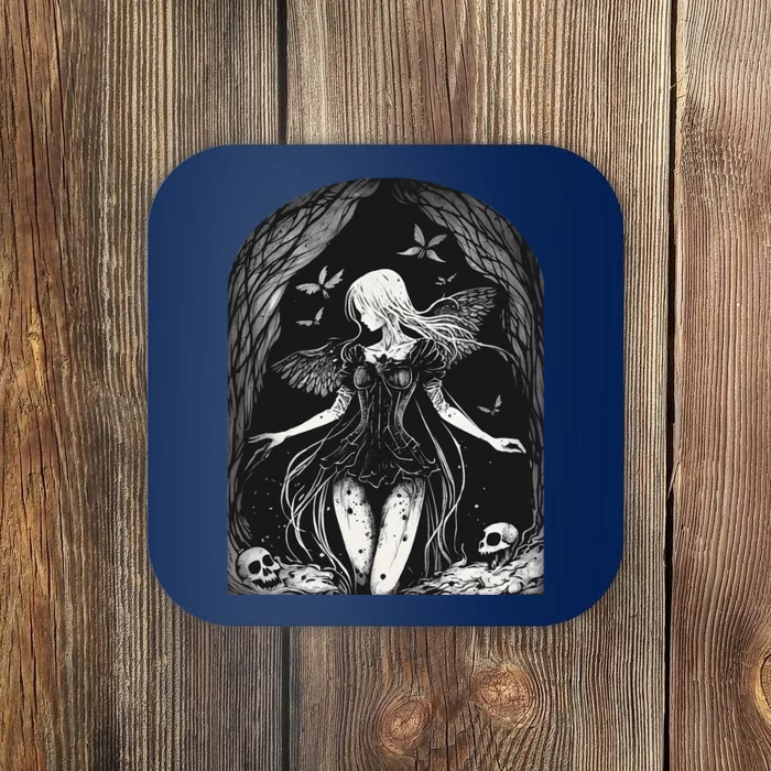 Goth Fairy Dark Witch Forest Gothic Alt Horror Aesthetic Coaster