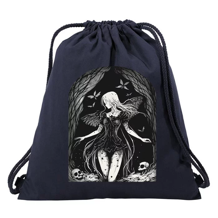 Goth Fairy Dark Witch Forest Gothic Alt Horror Aesthetic Drawstring Bag