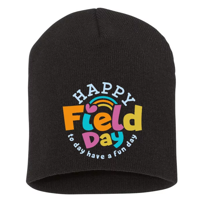 Groovy field day dismissed fun day start begins Short Acrylic Beanie