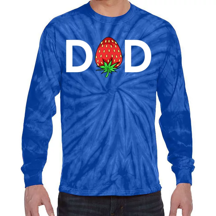 Gift For Dad Cute Strawberry Dad Gift Tie-Dye Long Sleeve Shirt