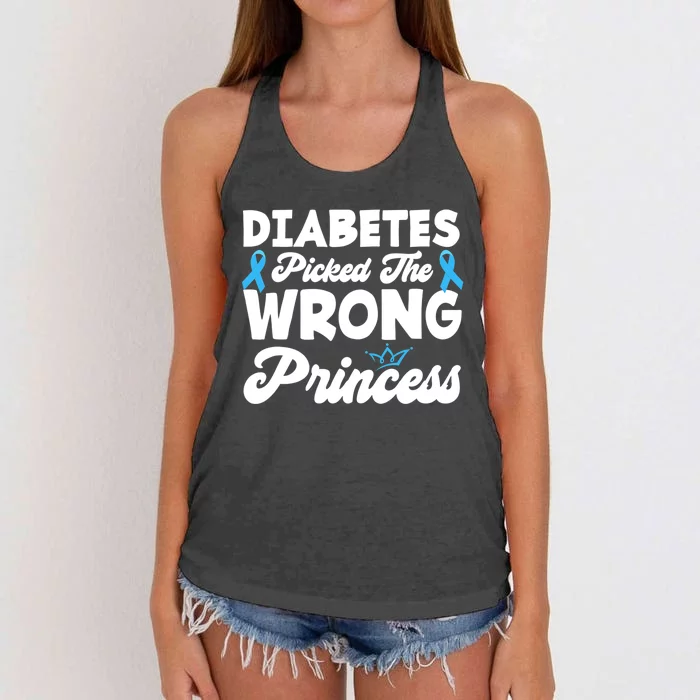 Girls Funny Diabetes Picked The Wrong Princess T1D Awareness Women's Knotted Racerback Tank