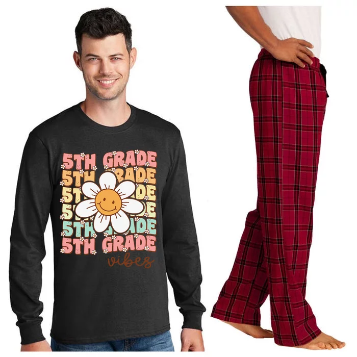 Groovy First Day Of School 5th Grade Vibes Back To School Long Sleeve Pajama Set