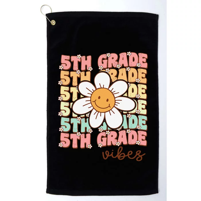 Groovy First Day Of School 5th Grade Vibes Back To School Platinum Collection Golf Towel