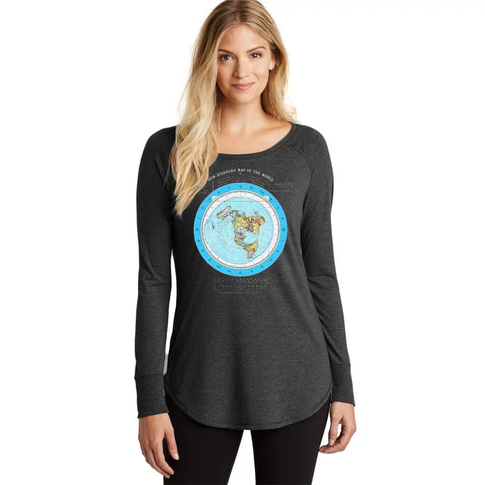 Gleason Flat Earth Map Blue Flat Earth Map Flat Earth Women's Perfect Tri Tunic Long Sleeve Shirt