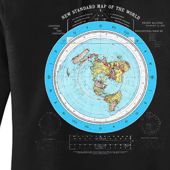 Gleason Flat Earth Map Blue Flat Earth Map Flat Earth Women's Pullover Hoodie