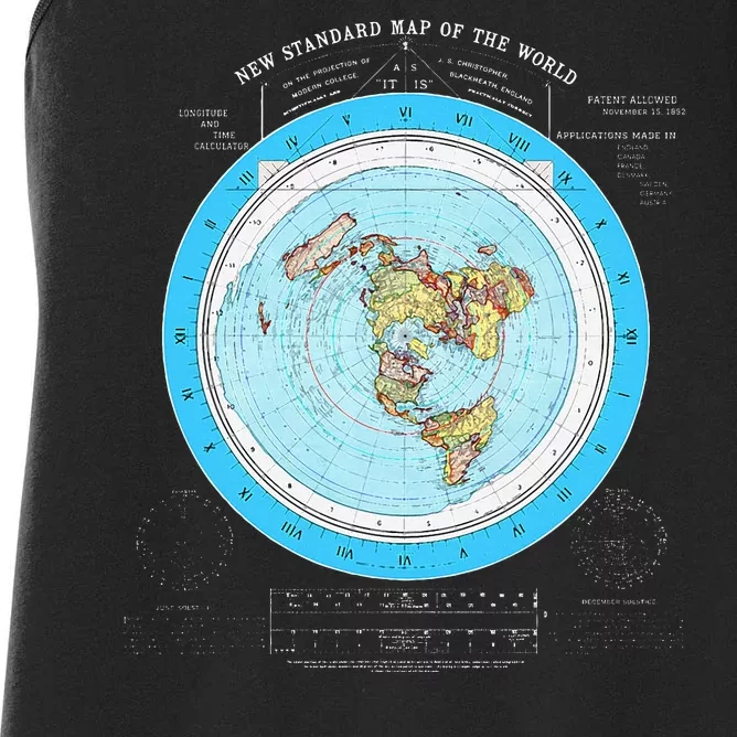 Gleason Flat Earth Map Blue Flat Earth Map Flat Earth Women's Racerback Tank