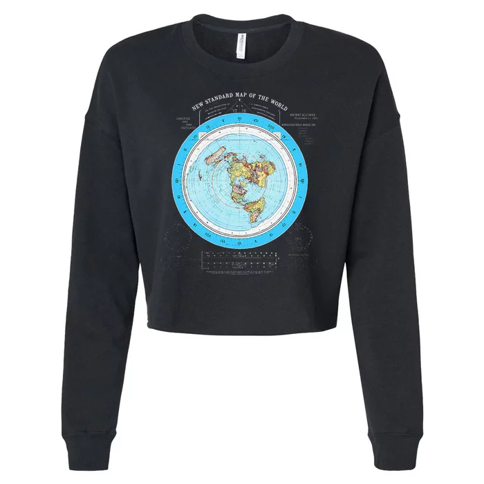 Gleason Flat Earth Map Blue Flat Earth Map Flat Earth Cropped Pullover Crew