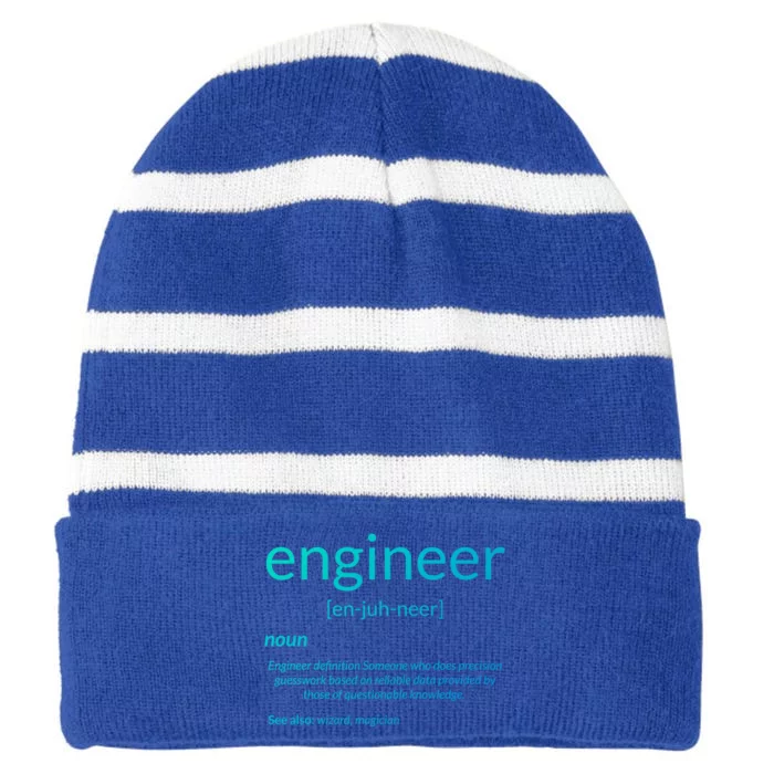 Gift For Engineer College Major Engineer Definition Gift Striped Beanie with Solid Band