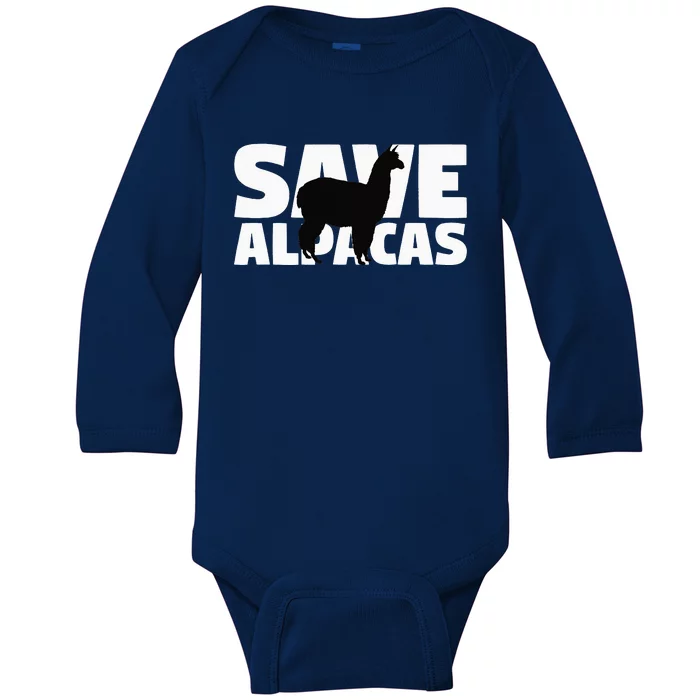 Gift for Extinction Endangered Animal Activist Save Alpacas Baby Long Sleeve Bodysuit