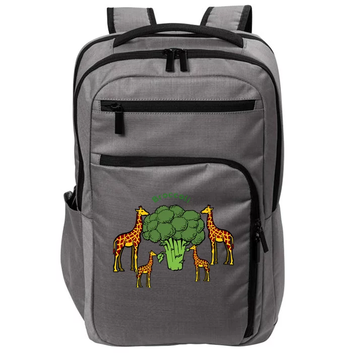 Giraffe Family Eating Broccoli Tree Impact Tech Backpack