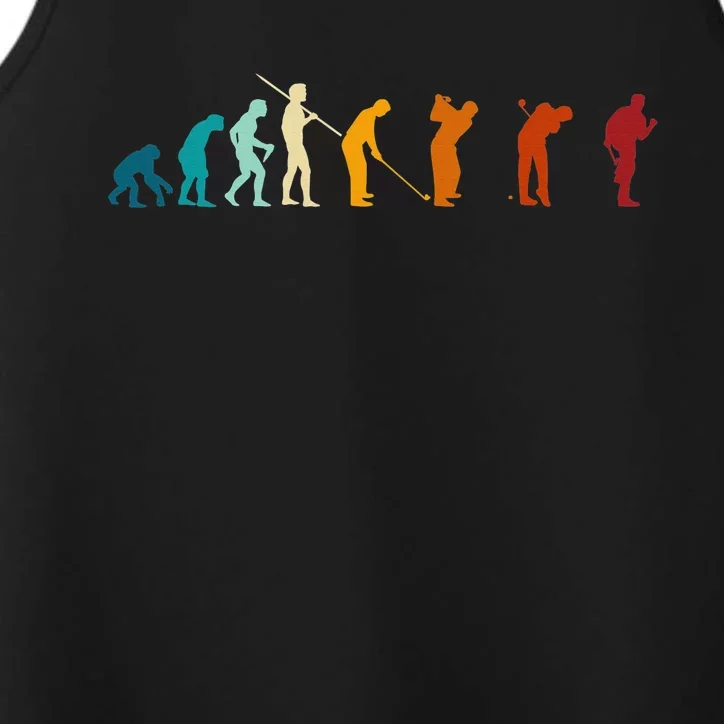 Golf Funny Evolution of the Golfing Man Ball Lover Performance Tank