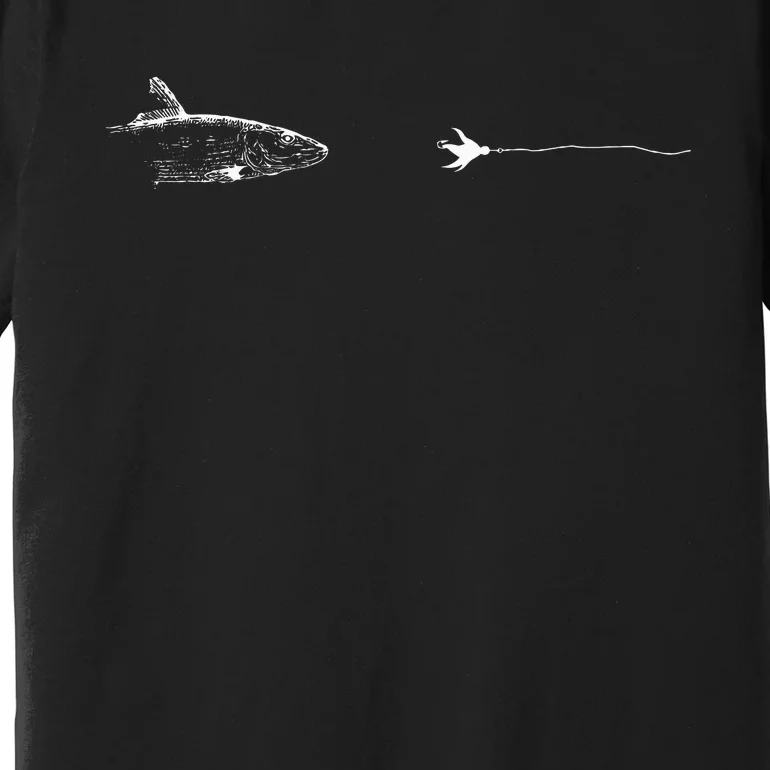 Graphic Fly Fishing Hook Line Fish Bonefish Premium T-Shirt