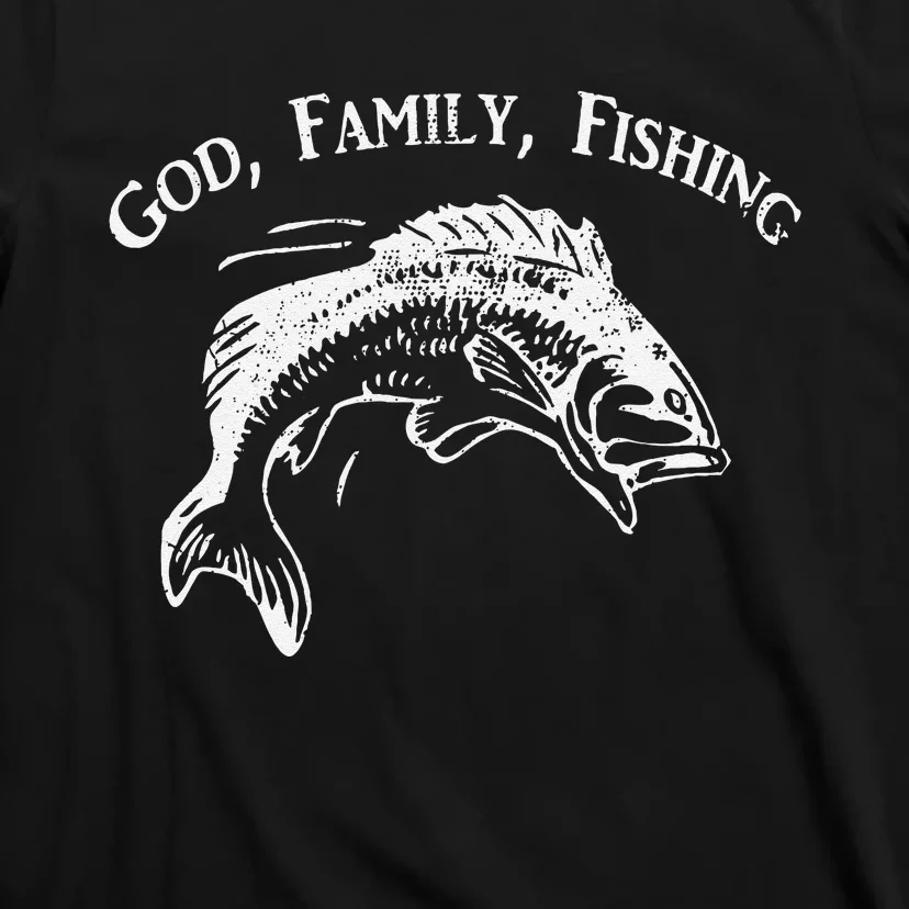 GOD FAMILY FISHING Christian Fisherman Bass Fish Graphic T-Shirt