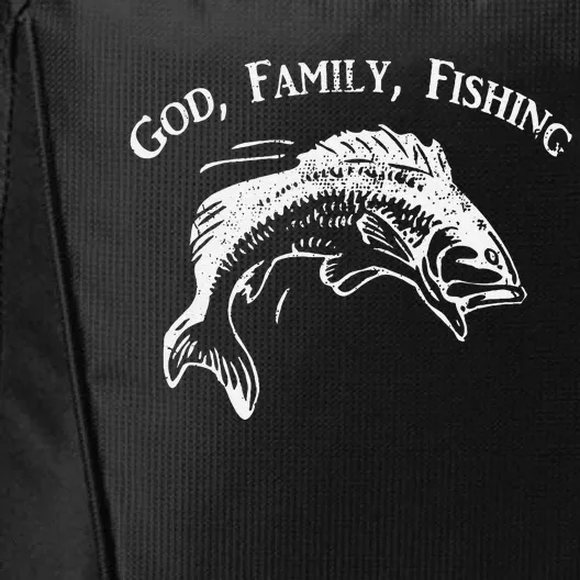 GOD FAMILY FISHING Christian Fisherman Bass Fish Graphic City Backpack