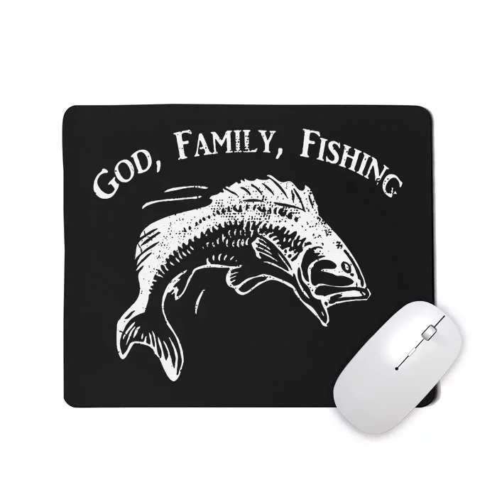 GOD FAMILY FISHING Christian Fisherman Bass Fish Graphic Mousepad