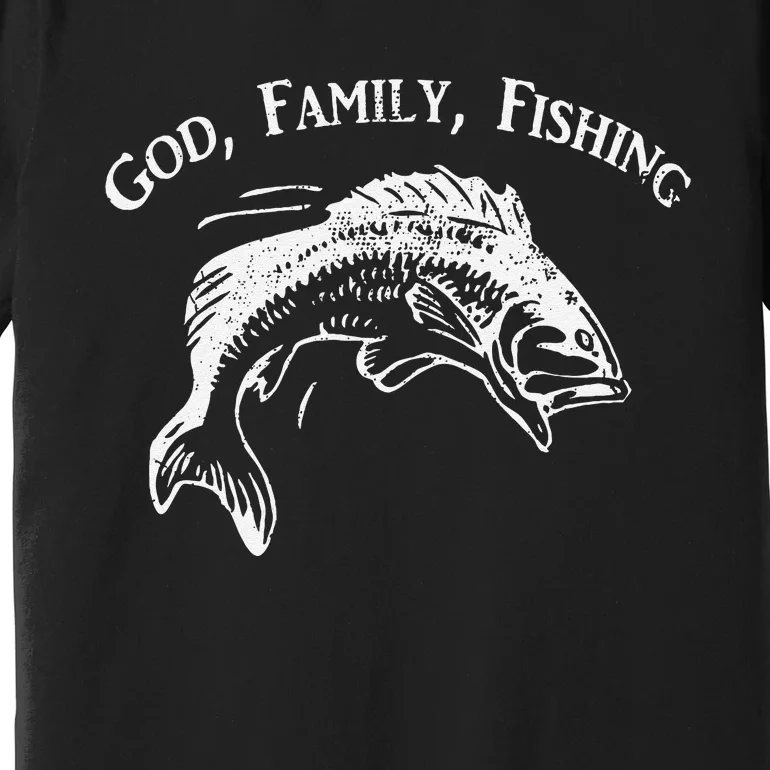 GOD FAMILY FISHING Christian Fisherman Bass Fish Graphic Premium T-Shirt