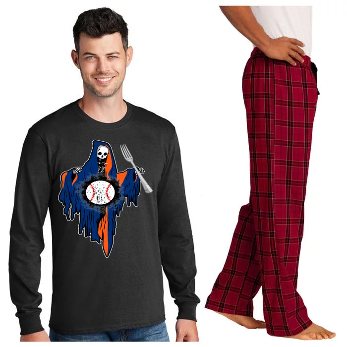 Ghost Forkball Fork Ball Pitch Baseball Pitcher Catcher Long Sleeve Pajama Set