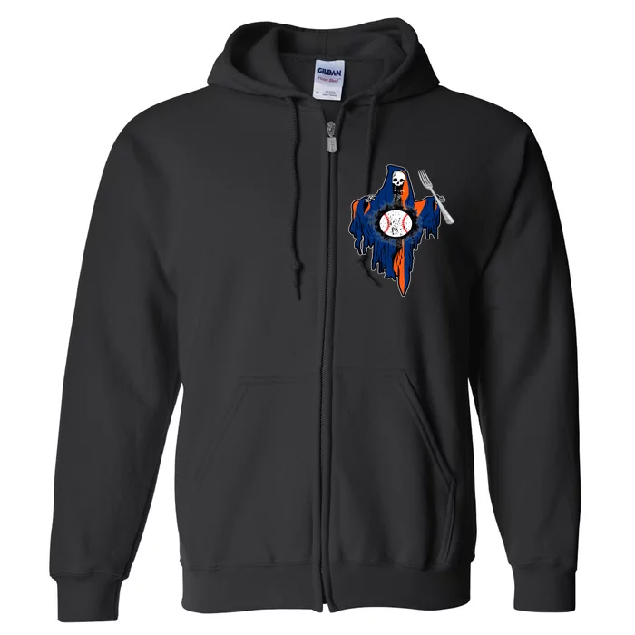 Ghost Forkball Fork Ball Pitch Baseball Pitcher Catcher Full Zip Hoodie