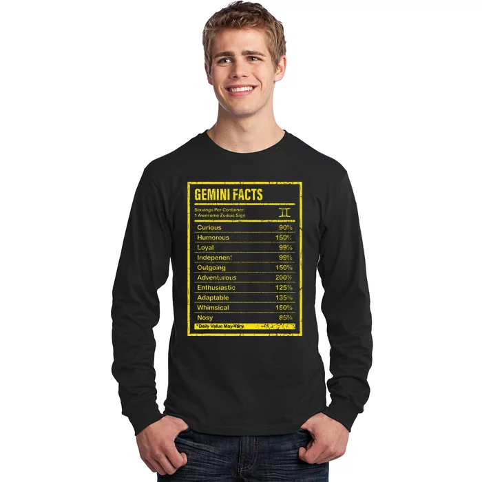 Gemini Facts For Wo Funny Zodiac Gift Long Sleeve Shirt