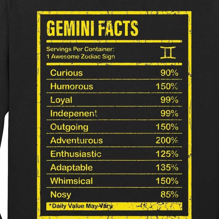 Gemini Facts For Wo Funny Zodiac Gift Long Sleeve Shirt