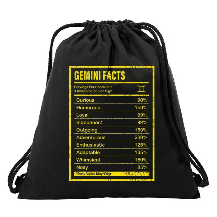 Gemini Facts For Wo Funny Zodiac Gift Drawstring Bag