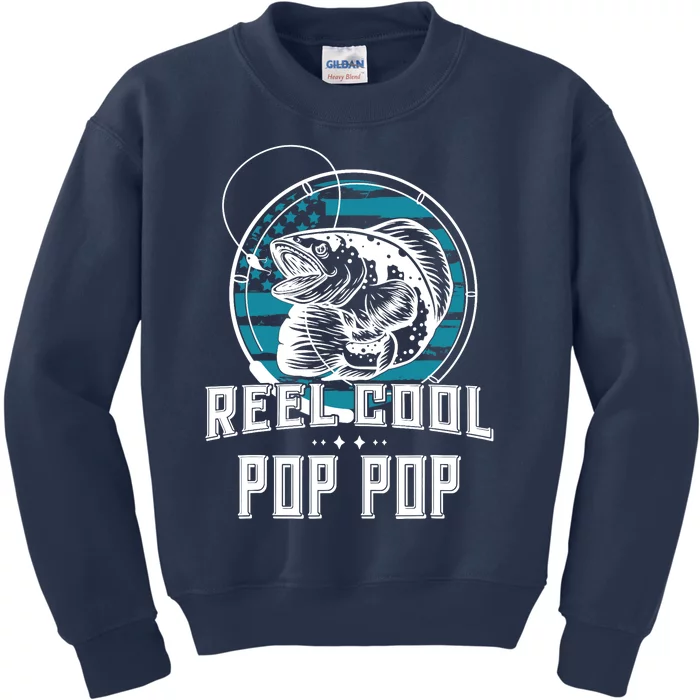 Gift For Fathers Day Tee - Reel Cool Pop Pop Fishing Kids Sweatshirt