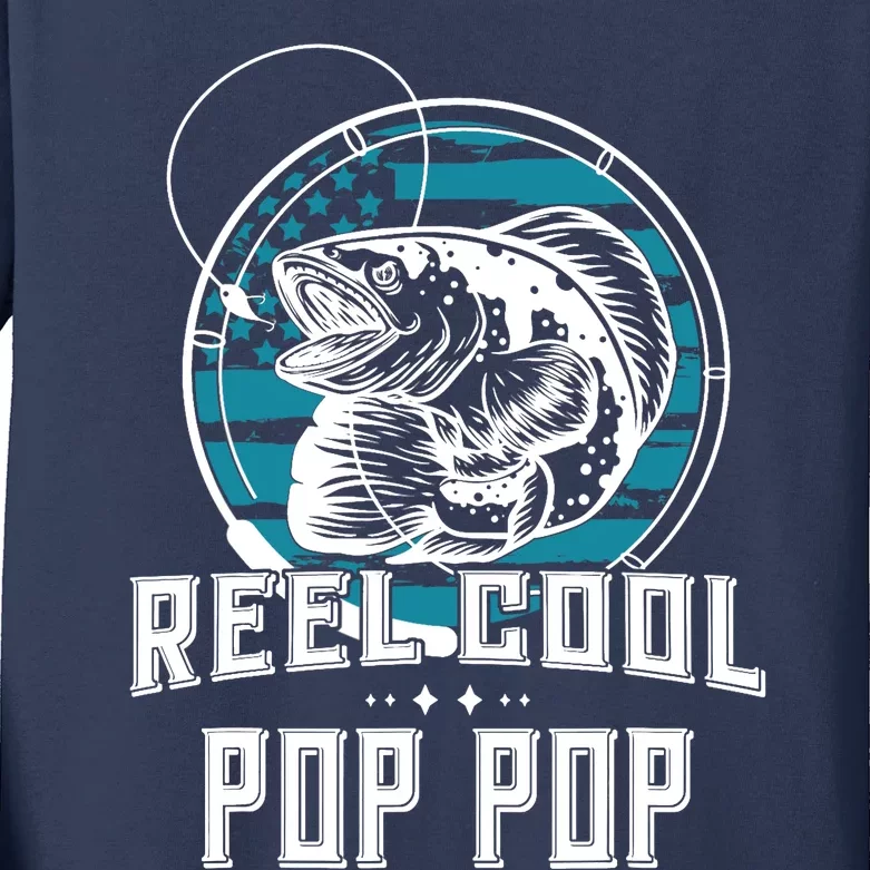 Gift For Fathers Day Tee - Reel Cool Pop Pop Fishing Kids Long Sleeve Shirt